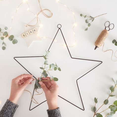 Hobbycraft on Instagram: “Our Copper Wire Star Wreath is the perfect base for creative wreaths that will brighten up your Christmas.⁠ From faux foliage and fairy…” Star Wreath Ideas, Stars For Christmas, Wire Star, Star Wreath, Creative Wreaths, Christmas Wreaths & Garlands, Holiday Aesthetic, Wire Wreath, Wreaths And Garlands