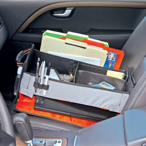 car office organizer, keep everything you need in one spot especially if you are on the road a lot for work. Work Car Organization Ideas, Car Office Ideas, Mobile Office Ideas Car, Home Health Nurse Organization Car, Car Office Organization, Infusion Nurse, Work Truck Organization, Office On The Go, Work Truck Storage