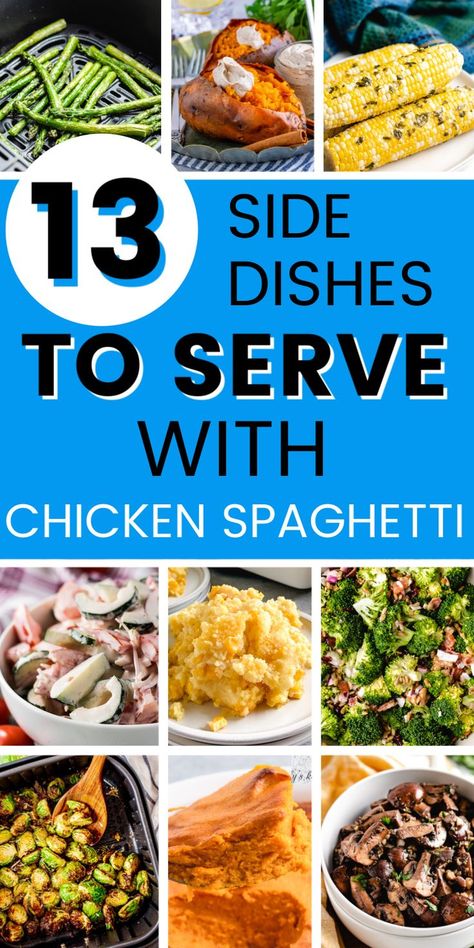 Side dishes to serve with chicken spaghetti. Side Dishes For Chicken Spaghetti, Sides For Chicken Spaghetti, Spaghetti Meals Sides, Sides For Spaghetti, Sides With Spaghetti, What To Serve With Spaghetti, Spaghetti Sides Dishes, Savory Sweet Potatoes, Casserole Broccoli