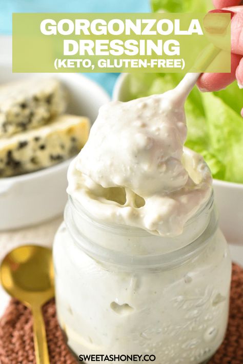 Gorgonzola Dressing Creamy, Creamy Gorgonzola Dressing, Gorgonzola Recipes Appetizers, Gorgonzola Salad Dressing, Gorgonzola Dressing Recipe, Gorgonzola Dip, Gorgonzola Dressing, Gorgonzola Recipes, Keto Salad Dressing