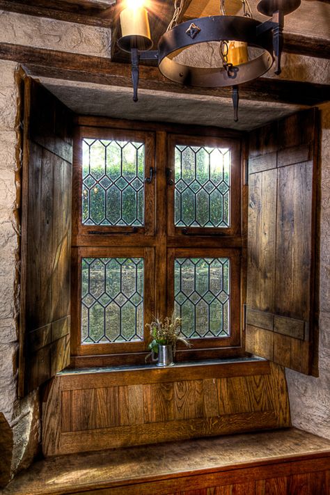 medieval window (lattice / shutters) Medieval Decor, Tudor House, Beautiful Windows, Old Windows, Window View, Window Shopping, Through The Window, Window Seat, Stained Glass Windows