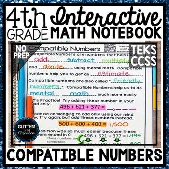 4th Grade Interactive Math Notebook - Compatible Numbers - Math Spiral Review, Elementary Math Classroom, Math Notebook, Math Materials, Math Interactive, Math Measurement, Daily Math, Upper Elementary Math, Math Interactive Notebook