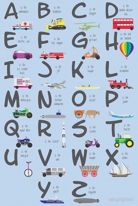 Vehicles/Transportation Alphabet Spanish Alphabet Chart, John Deere Bedroom, Transportation Alphabet, Truck Bedroom, S Letters, English Alphabet Letters, Transportation Vehicles, Car Lettering, Alphabet Chart