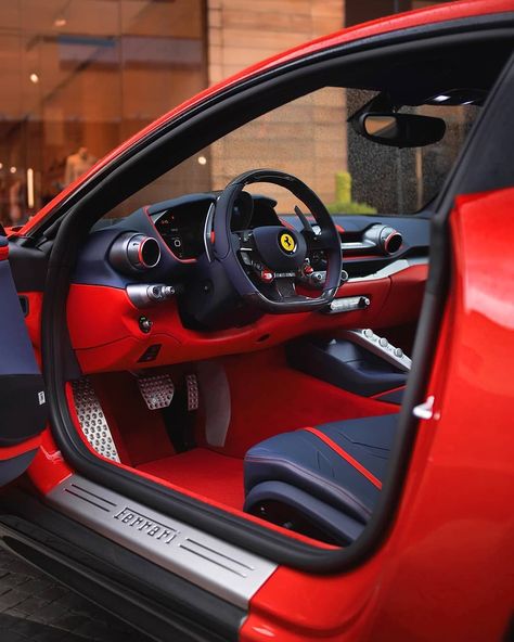 Ferrari Monaco, Ferrari Interior, Car Tattoo Design, Monaco Lifestyle, Cars Tattoo, Tattoo Car, Red Ferrari, Fast Sports Cars, Car Organization