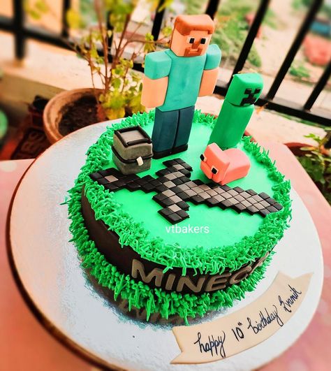 Minecraft cake - cake by Arti trivedi - CakesDecor Truffle Cake, Chocolate Truffle Cake, Geometrical Shapes, Minecraft Cake, Cake Truffles, Chocolate Truffle, Ninja Go, Cake Frosting, Chocolate Truffles