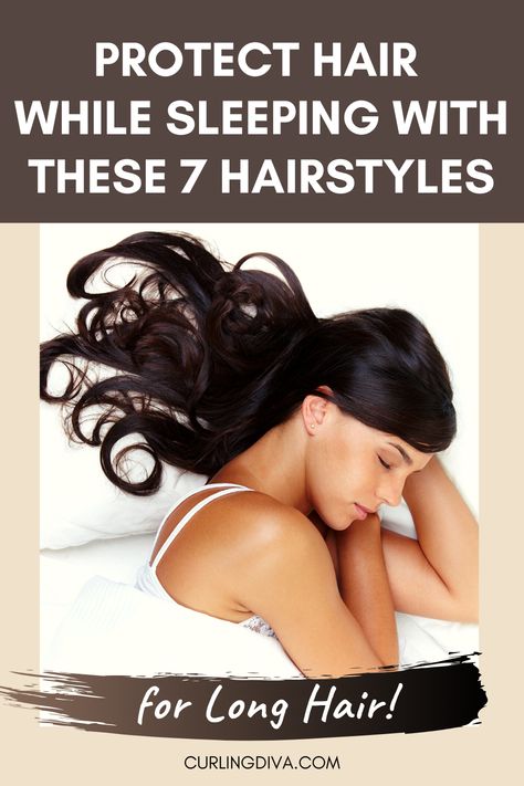 Long hair can be pretty, but it can also be hard to maintain. The longer your hair gets, the tougher it is to sleep with it. There are things you can do to protect long hair while sleeping. Here's 7 ideas on what to do with long hair while sleeping.. #sleep #longhair #hairstyles What To Do With Long Hair When You Sleep, How Should I Sleep With My Hair, How Should You Sleep With Your Hair, Sleep Styles For Long Hair, Protective Hairstyles For Straight Hair Sleeping, Best Way To Sleep With Hair, Long Hair Sleeping Tips, How To Wear Your Hair To Bed Night Sleep, Sleep Safe Hairstyles