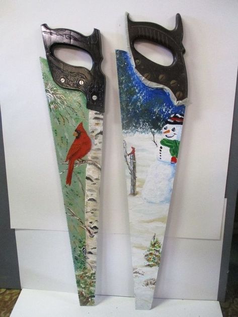 Hand Saw Painting Ideas, Saw Painting Ideas, Saw Painting, Hand Saws, Pallet Christmas, Snowman Painting, Hand Saw, Craft Show Ideas, Tole Painting