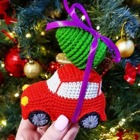 Amigurumi Crochet Car Free Patterns Crochet Christmas Truck Pattern Free, Crochet Cars And Trucks Free Pattern, Amigurumi Car Free Pattern, Crochet Car Free Pattern, Car Crochet Pattern Free, Crochet Red Truck, Crochet Car Patterns, Crochet Tools Pattern, Crochet Car Decor