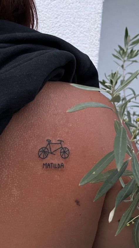 Matilda Harry Styles Tattoo, Harry Styles Inspired Tattoos, Matilda Harry Styles, Dr Tattoo, One Direction Tattoos, Harry Tattoos, Tiny Tattoos For Women, Harry Styles Tattoos, Bike Tattoos