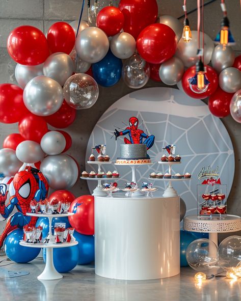 Welcome to @make_a_wish_ua ! Today, let’s dive into a Spider-Man themed event that’s sure to inspire and amaze. Imagine a space transformed with iconic red and blue colors, web motifs, and dynamic cityscapes. These AI-generated images offer a glimpse into the endless creative possibilities we can achieve in our designs. Whether it’s for a birthday party or a special event, each of us can find unique inspiration in this theme. How would you bring Spider-Man’s world to life in your next p... Spider Man Theme Birthday Decor, Spider Man Theme Birthday Party, Spiderman Party Backdrop, Spider Man Themed Birthday Party, Spider Man Birthday, Spider-man Themed Sweet 16, Spider-man And His Amazing Friends Birthday Ideas, Spider-man Backyard Party, Spiderman Theme