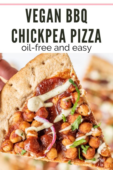 This BBQ chickpea pizza is a copycat of the bbq chicken pizza from California Pizza Kitchen but it’s better. 100% plant-based vegan dinner idea, oil-free, WFPB, and easy. This takes only 10-minutes to make! Kid-friendly dinner. #vegandinner #veganpizza #homemadepizza #BBQ #plantbaseddinner https://healthygirlkitchen.com/recipes/vegan-bb Chickpea Pizza, Bbq Chickpeas, Plant Based Pizza, Vegan Pizza Recipe, Vegan Barbecue, Plant Based Dinner, Vegan Bbq, Vegan Lunch Recipes, Oil Free Vegan