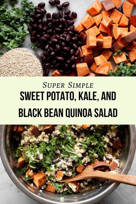 Sweet Quinoa, Black Bean Quinoa Salad, Bean Quinoa Salad, Garlic Vinaigrette, Bean Quinoa, Sweet Potato Kale, Black Bean Quinoa, Vegan Quinoa, Salad Vegan