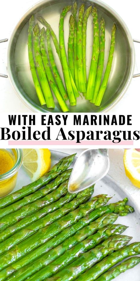 Boiled asparagus is so easy to make. Bright green, tender, juicy, and healthy. We boiled them whole in a large pan with water and a little salt for best looking and best tasting boiled asparagus ever. Boiled Asparagus Recipes, Boiled Asparagus, Asparagus With Cheese, Boil Asparagus, Asparagus Balsamic, Shrimp Boil Recipe, Vegetable Salads, Asparagus Dishes, Asparagus Plant