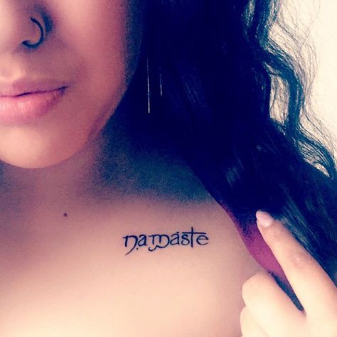 Namaste Namaste Tattoo Ideas, Cute Meaningful Tattoos, Namaste Tattoo, Beloved Tattoo, Zen Tattoo, Lower Arm Tattoos, Yoga Tattoos, Buddha Tattoos, Calligraphy Tattoo