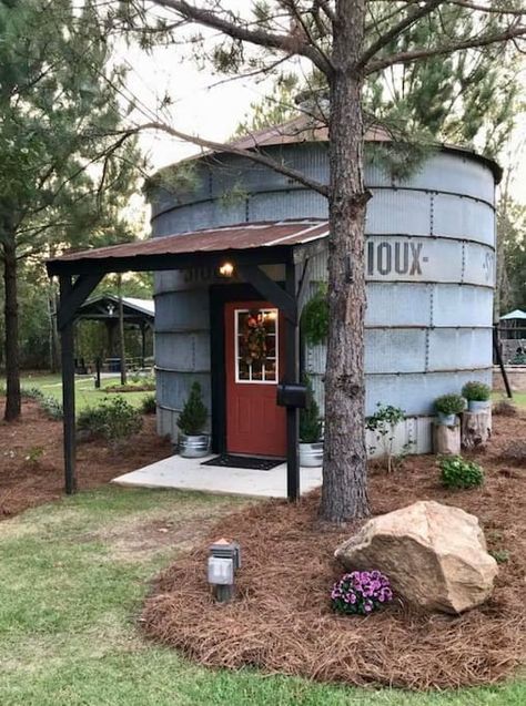 The Silo Experience - Tiny houses for Rent in Byron, Georgia, United States Grain Bin House, Silo House, Grain Silo, Tiny Houses For Rent, Colorful Clothes, Casa Container, She Sheds, Tiny House Cabin, Tiny House Living