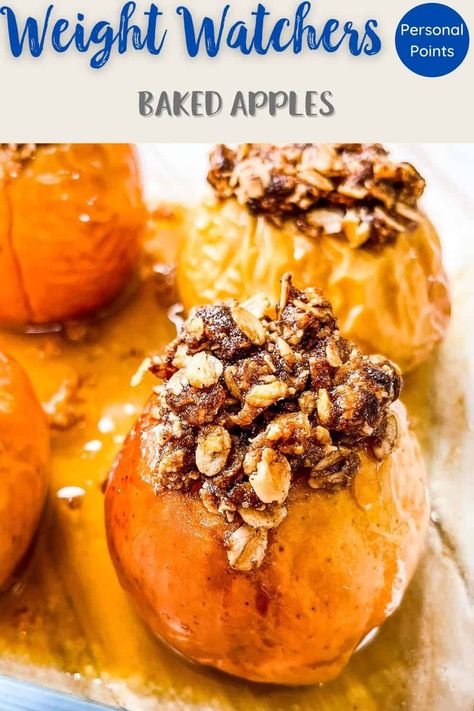 These Baked Apples are a great Weight Watchers dessert recipe. Sweet and buttery they work out between 4 & 5 Points per serving depending on your plan. #wwdessertrecipes #bakedapples #weightwatchersrecipes #personalpointsplan Ww Desserts Easy Low Points, Weight Watchers Apple Recipes, Low Calorie Baked Apples, Weight Watchers Dessert, Low Points Weight Watchers, Baked Apple Recipes, Weight Watchers Dessert Recipes, Weight Watchers Recipes Desserts, Weight Watchers Breakfast