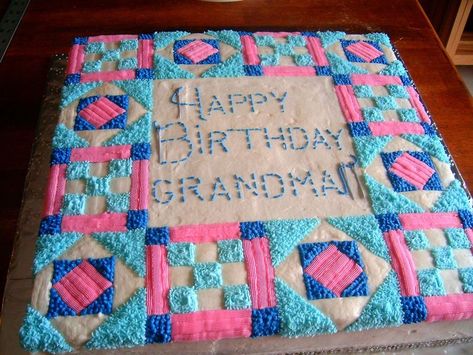 Quilt Cake  on Cake Central Quilting Birthday Cake, Quilt Theme Cake, Quilt Cakes Birthday, Quilting Cake Ideas, Quilt Birthday Cake, Quilt Cake Ideas, Quilt Cake, Quilted Cake Design, Grandmother Birthday Cake