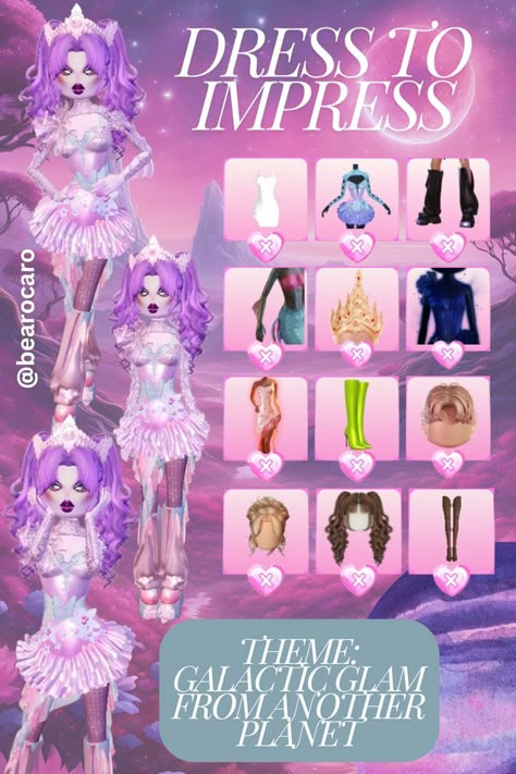 #dresstoimpress #sims4dresstoimpress #dress #sims4 #roblox Dress To Impress Theme Sci Fi No Vip, Galactic Dress To Impress, Dti Theme From Another Planet, Galactic Glam Dress To Impress No Vip, Dti Theme Galactic Glam, No Vip Dti Outfit Ideas, Dti Theme Futuristic Elegance, Divine Being Dress To Impress No Vip, Dress To Impress Theme Galactic Glam