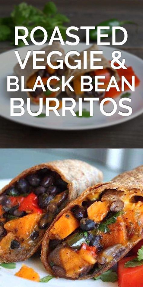 Sweet Potato And Veggies, Potato And Veggies, Vegetarian Burrito Recipe, Black Bean Burritos, Burrito Recipes, Vegetarian Burrito, Bean Burritos, Sweet Potato Black Beans, Roasted Sweet Potato