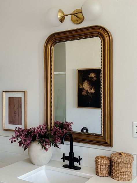 Louis Wall Mirror curated on LTK Gold Arch Mirror, Arch Mirror, Downstairs Bathroom, Ballard Designs, Florida Home, Vanity Mirror, Mirror Wall, Vintage Inspired, Mirror