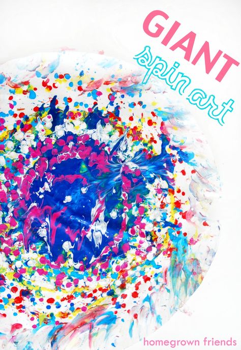 Giant+Paint+Spin+Art Toddler Process Art, Kids Abstract Art, Easy Art Ideas For Kids, Unique Painting Ideas, Art Projects For Toddlers, Process Art For Kids, Abstract Art For Kids, Projects For Toddlers, Spring Crafts Preschool