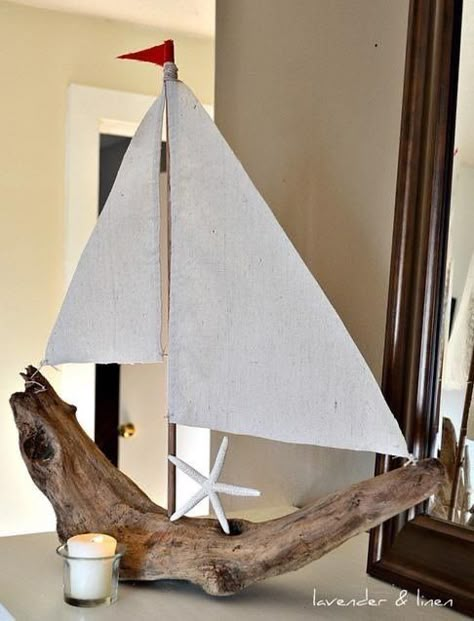 Takken Decor, Deco Marine, Driftwood Diy, Driftwood Art Diy, Nautical Crafts, Driftwood Projects, Sea Crafts, Driftwood Sculpture, Driftwood Decor