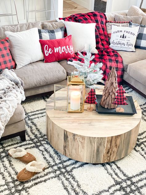 Affordable Buffalo Plaid Holiday Pillows and Decor | CC and Mike | Blog Red Buffalo Plaid Christmas Decor, Plaid Living Room, Christmas Coffee Table, Plaid Pillows, Buffalo Plaid Pillows, Christmas Coffee Table Decor, Buffalo Plaid Christmas Decor, Buffalo Plaid Decor, Plaid Christmas Decor