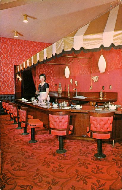 Retro restaurant
I remember a restaurant that looked a lot like this one.  It was in Columbia, MO, in the 50s. Retro Coffee Shop, Country Restaurant, Vintage Coffee Shops, Retro Restaurant, Architecture Restaurant, Bar Restaurant Design, Vintage Hotel, Fancy Restaurants, Design Café