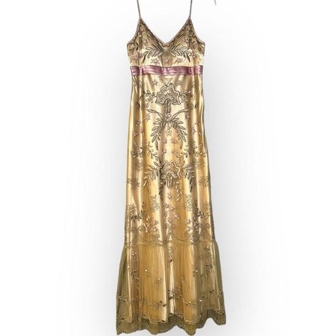 Sue Wong Nocturne beaded/embroidered vintage... - Depop Sue Wong Nocturne Dress, Sue Wong, Champagne Dress, Vintage Champagne, Dress Woman, Silk Slip Dress, Silk Slip, Pink Champagne, Dress Picture