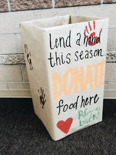 Food drive can donation Food Drive Box Ideas Diy, Good Drive Box Ideas, Food Donation Box Ideas Thanksgiving, Donation Drop Box Ideas, Donation Boxes Ideas, Food Drive Donation Box Ideas, Food Pantry Donation Box Ideas, Food Drive Collection Box Ideas, Food Drive Box Decoration Ideas