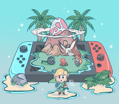 Links Awakening Fanart, Switch Party, Kawaii Comic, Nintendo Switch Zelda, Zelda Drawing, Link's Awakening, Princesa Zelda, Pokemon Photo, Switch Design