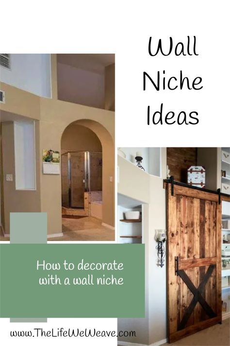 Tall Niche Decorating Ideas, Wall Niche With Mirror, What To Do With A Wall Niche, High Wall Niche Ideas, Decorating A Wall Niche, Deep Niche Decor Ideas, Wall Niche Ideas Entryway Entrance, Large Wall Niche Decor Ideas, How To Decorate A Nook In The Wall