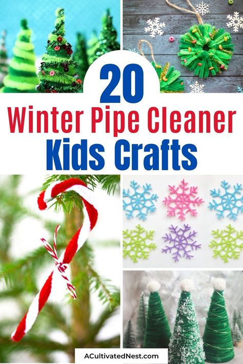 Winter Pipe Cleaner Crafts, Pipe Cleaner Winter Crafts For Kids, Pipe Cleaner Winter Crafts, Snowflake Pipe Cleaner Ornaments, Elf On The Shelf Pipe Cleaner Ideas, Pipe Cleaner Holiday Crafts, Christmas Pipe Cleaner Crafts For Kids, Christmas Craft With Pipe Cleaners, Pipe Cleaner Stars