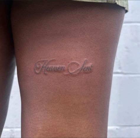 Heaven Sent Tattoo, Made In Heaven Tattoo, Heaven Tattoos, Red Ink Tattoos, Small Hand Tattoos, Dope Nail Designs, Classy Tattoos, Subtle Tattoos, Tat Ideas