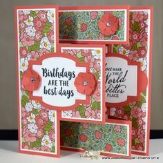 Tri Fold Shutter Card Tutorial, Tri Shutter Card Template, Trifold Shutter Cards Template, Tri Shutter Cards, Card Tutorials Cardmaking Templates, Fun Fold Cards Tutorials Cardmaking, Stampin Up Fancy Fold Cards Tutorials, Folding Cards Ideas Tutorials, Fancy Fold Cards Templates