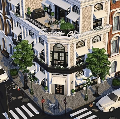 Townhouses In London, Bloxburg London Town Layout, Bloxburg Paris House, Bloxburg Nyc City Layout, Sims 4 Paris Apartment, Paris City Bloxburg, Bloxburg Paris Apartment, Bloxburg Paris Town Layout, Bloxburg Town Shops Ideas