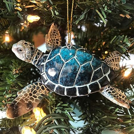 Red Seahorse, Sea Turtle Christmas, Coastal Christmas Ornaments, Turtle Christmas, Bathroom Family, Blue Sea Turtle, Seahorse Ornament, Beach Christmas Decorations, Sea Turtle Gifts