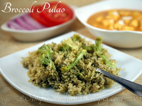 Broccoli Pulao (Pilaf): An Indian style pilaf made with healthy broccoli. Enjoy the recipe @ http://simpleindianrecipes.com/Home/Broccoli-Pulao.aspx Broccoli Indian Recipes, Recipes For Rice, Recipe With Broccoli, Rice Pulao, Simple Indian Recipes, Broccoli And Rice, Pilaf Recipe, Healthy Broccoli, Pilaf Recipes