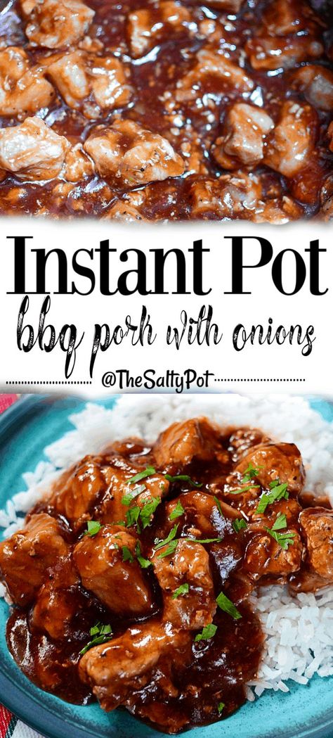 instant pot BBQ pork Pork Freezer Meals, Recipes With Pork Chunks, Pork Stew Meat Recipes, Bbq Pork Roast, Pregnancy Freezer Meals, Pork Stew Meat, Batch Meals, Instant Pot Freezer, Pork Bites