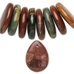 Drop, red creek jasper (stabilized), 25x18mm teardrop, B grade, Mohs hardness 6-1/2 to 7. Sold per pkg of 8. Red Creek Jasper, Brown And Green, Fire Mountain Gems And Beads, Fire Mountain, Fire Mountain Gems, Beading Wire, Green Tones, Cavities, Red Brown