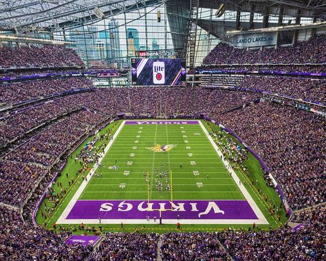 Minnesota Vikings Aesthetic, Us Bank Stadium, Minnesota Life, Creative Vision Boards, Viking Aesthetic, Nfl Stadium, Us Bank, Vikings Fan, Vikings Football