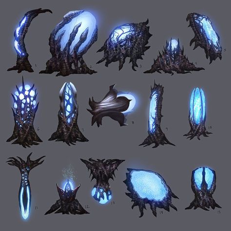 Natural sources of power for the tribes of the dead-zone so they can comfortably live in the constant winds of the desert. Magic Source Concept Art, Zerg Concept Art, Alien Terrain Concept Art, Alien House Concept Art, Alien Egg Concept Art, Egg Concept Art, Aliens Concept Art, Alien Environment, Alien Egg