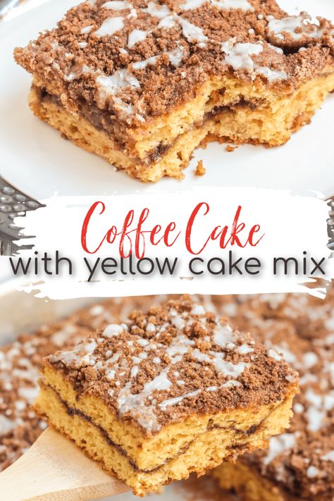 Easy Coffee Cake With Yellow Cake, Vanilla Coffee Cake Recipes, Box Cake Coffee Cake, Coffee Cake With Yellow Cake Mix Boxes, Keto Yellow Cake Mix Ideas, Coffee Cake Using Box Cake, Coffee Cake Recipes With Box Cake, Coffee Cake Easy Simple, Coffee Cake From Box Cake