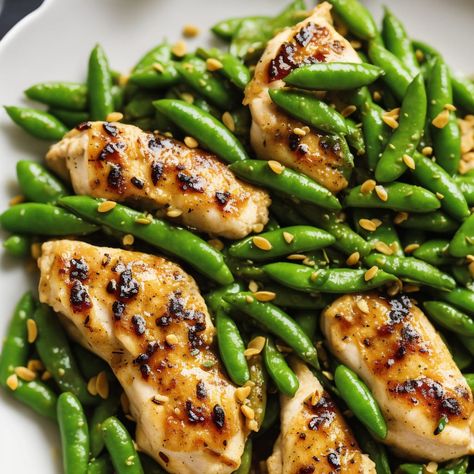 Lemon Chicken with Sugar Snap Peas Recipe Sugar Snap Peas Recipe, Sugar Snap Pea Recipe, Chicken Peas, Snap Peas Recipe, Keto Chicken Recipes, Peas Recipe, Fruit Dessert Recipes, Chicken Zucchini, Alfredo Sauce Recipe