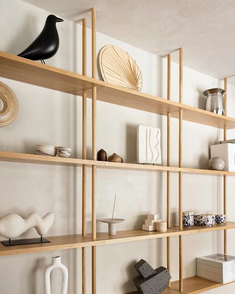 ＬＯＮＧＯ | Every piece tells a story! 🤌🏻✨ 📸 @johnsen | Instagram Window Shelving, Column Shelves, Closet Under Stairs, Window Shelf, Window Shelves, Shelving Design, Coffee Shop Design, Shelf Styling, Shelf Design