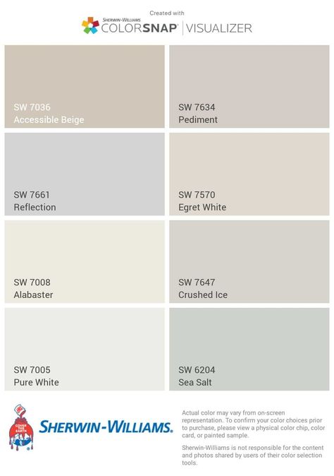 I just created this color palette with the Sherwin-Williams ColorSnap® Visualizer app on my Android phone. What do you think? You can learn more about ColorSnap Visualizer and get it on your phone free by visiting http://getcolorsnap.com. Sw Alabaster Color Scheme, Sw Alabaster Color Palette, Burgundy Background Aesthetic, Indoor Paint Colors, Modern Paint Colors, Alabaster Color, Top Paint Colors, Sherwin Williams Color Palette, Painted Kitchen Cabinets Colors