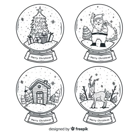 Globe Drawing, Christmas Snowball, Winter Abstract, Hand Drawn Christmas, Sketch Note, Globe Art, Christmas Embroidery Patterns, Christmas Arts And Crafts, Vector Christmas