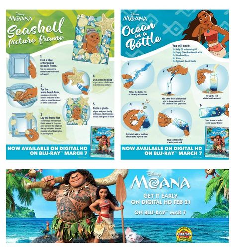 Moana Ocean In A Bottle, Shell Picture Frame, Ocean In A Bottle, Aaliyah Birthday, Moana Theme Birthday, Moana Movie, Moana Theme, Beach Wall Collage, Picture Frame Crafts