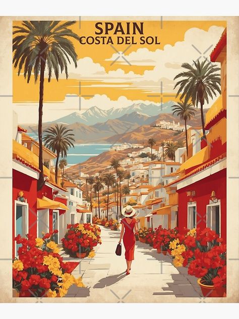 Spain Postcard, Spain Vibes, Dorm Pictures, Spain Tourism, Cards Poster, Costa Del Sol Spain, Spanish Posters, Europe City, Travel Poster Design