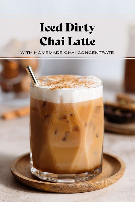 Matcha Chai Latte Recipe, Chai Drinks, Chai Latte Starbucks, Dirty Chai Latte, Chai Recipes, Chai Time, Chai Concentrate, Iced Chai Tea Latte, Iced Chai Tea